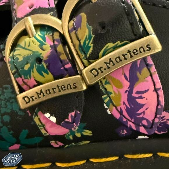 Dr Marten BLACK+MULTI Vintage Floral VINTAGE FLORAL LEATHER MARY JANE SHOES NEW! - Picture 12 of 16